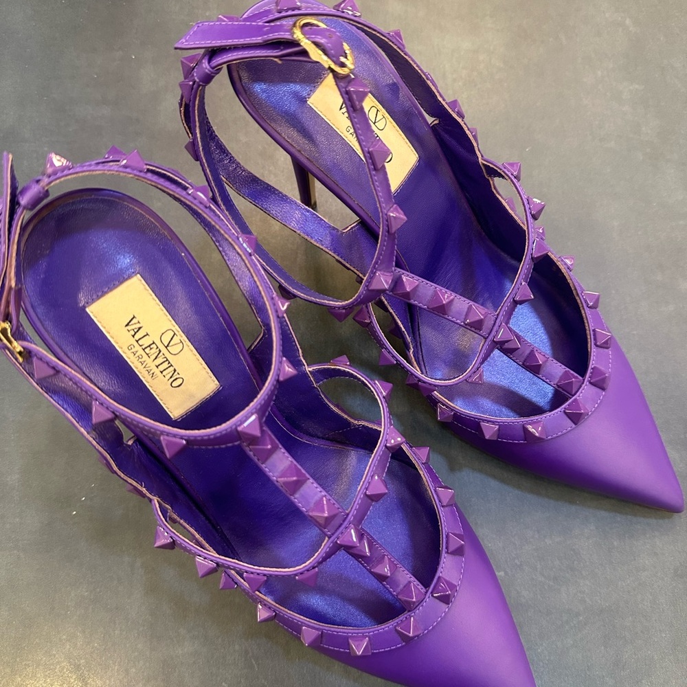 Valentino Purple Rockstuds  Heels Size 40 - Picture 11 of 12